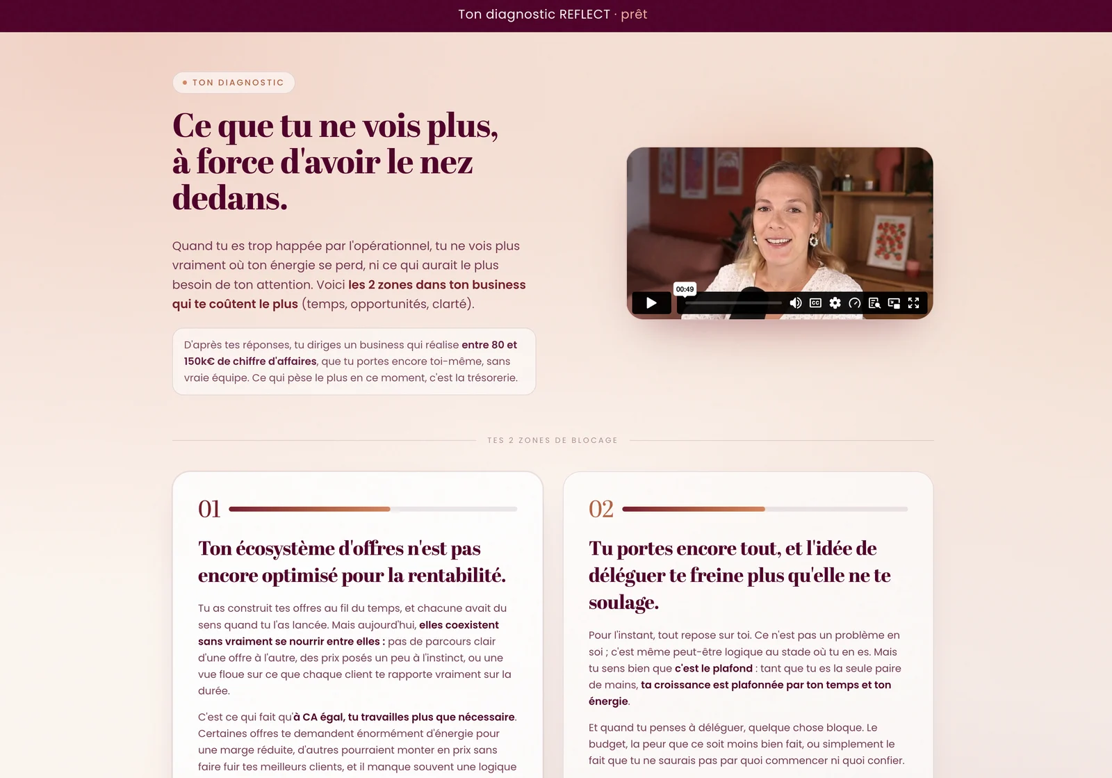 Aperçu de l'écran de résultat du diagnostic REFLECT